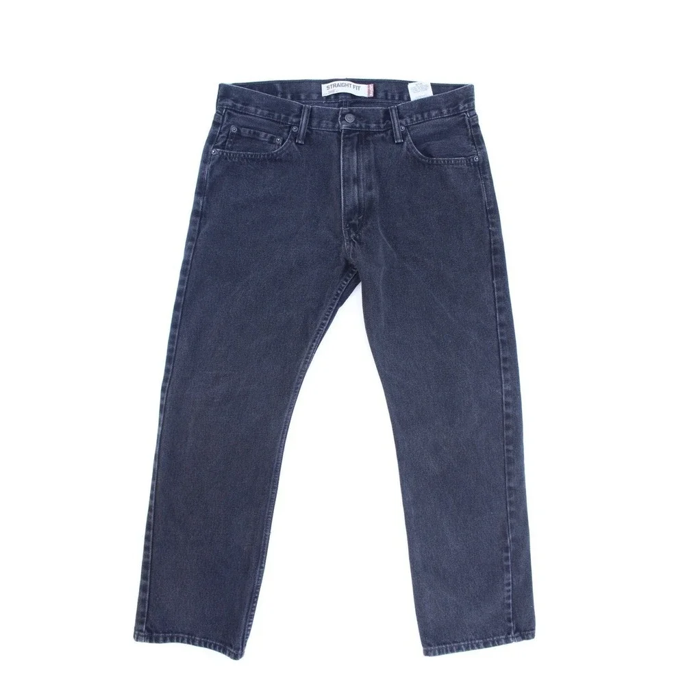 Levis 505 Black Denim Jeans Mens‎ Size 34 x 30 Classic Straight Fit Cotton